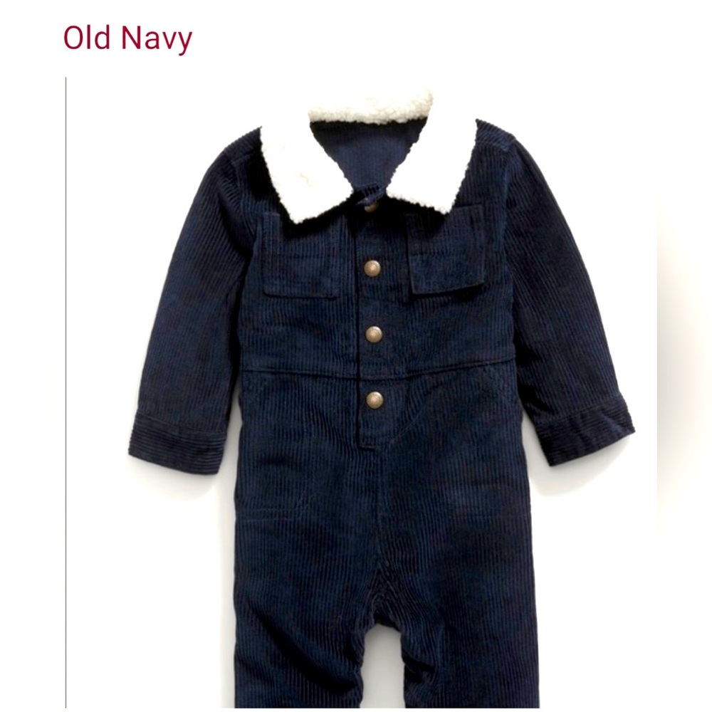 OLD NAVY Navy Corduroy Utility One-Piece for Baby (0-3M)